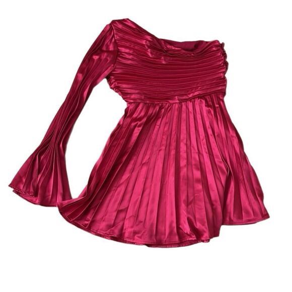 Fashion Nova Molly Pleated Mini Dress in Magenta - Picture 8 of 8